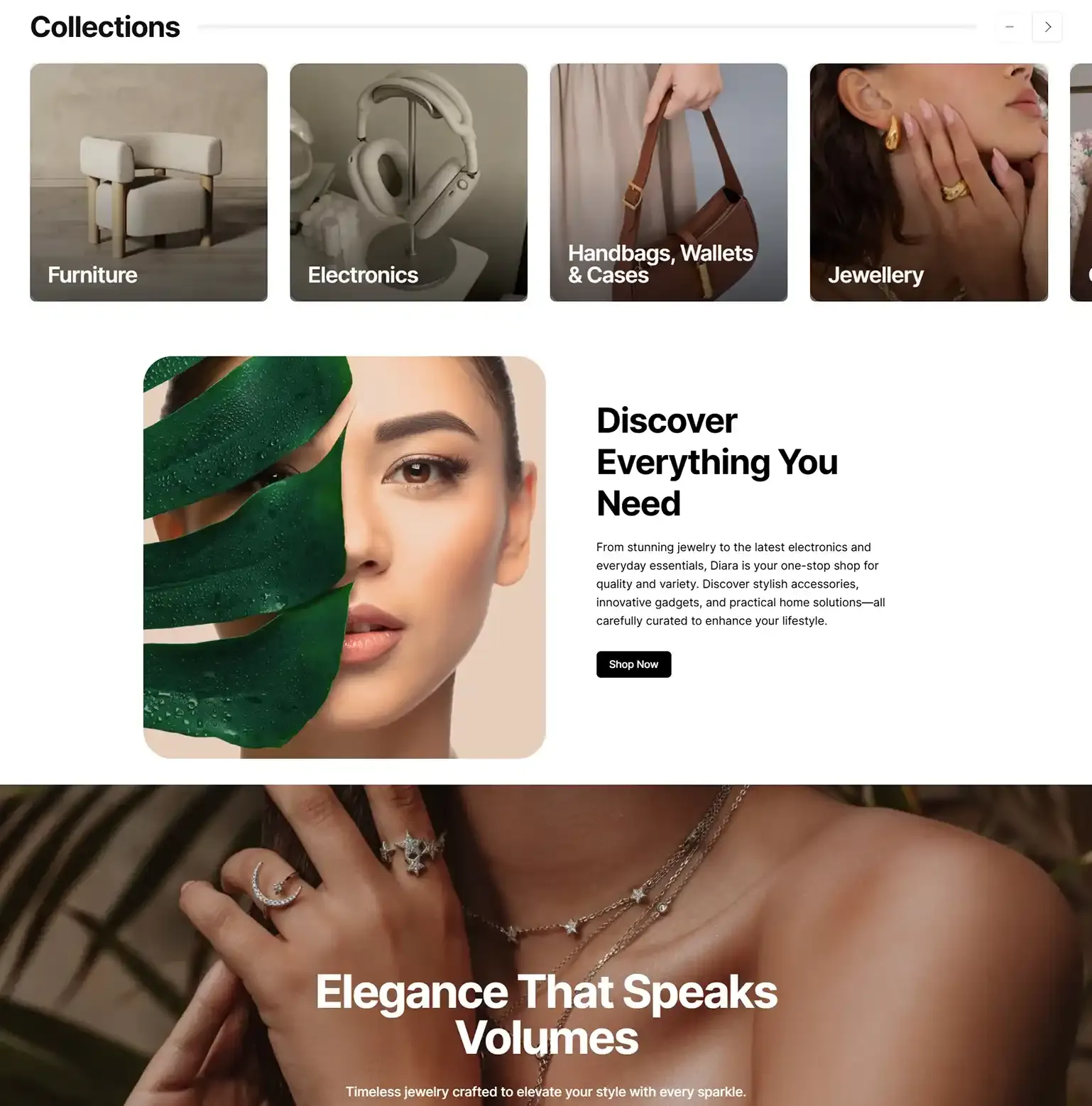 Diara Shopify build — screen 1 of 3