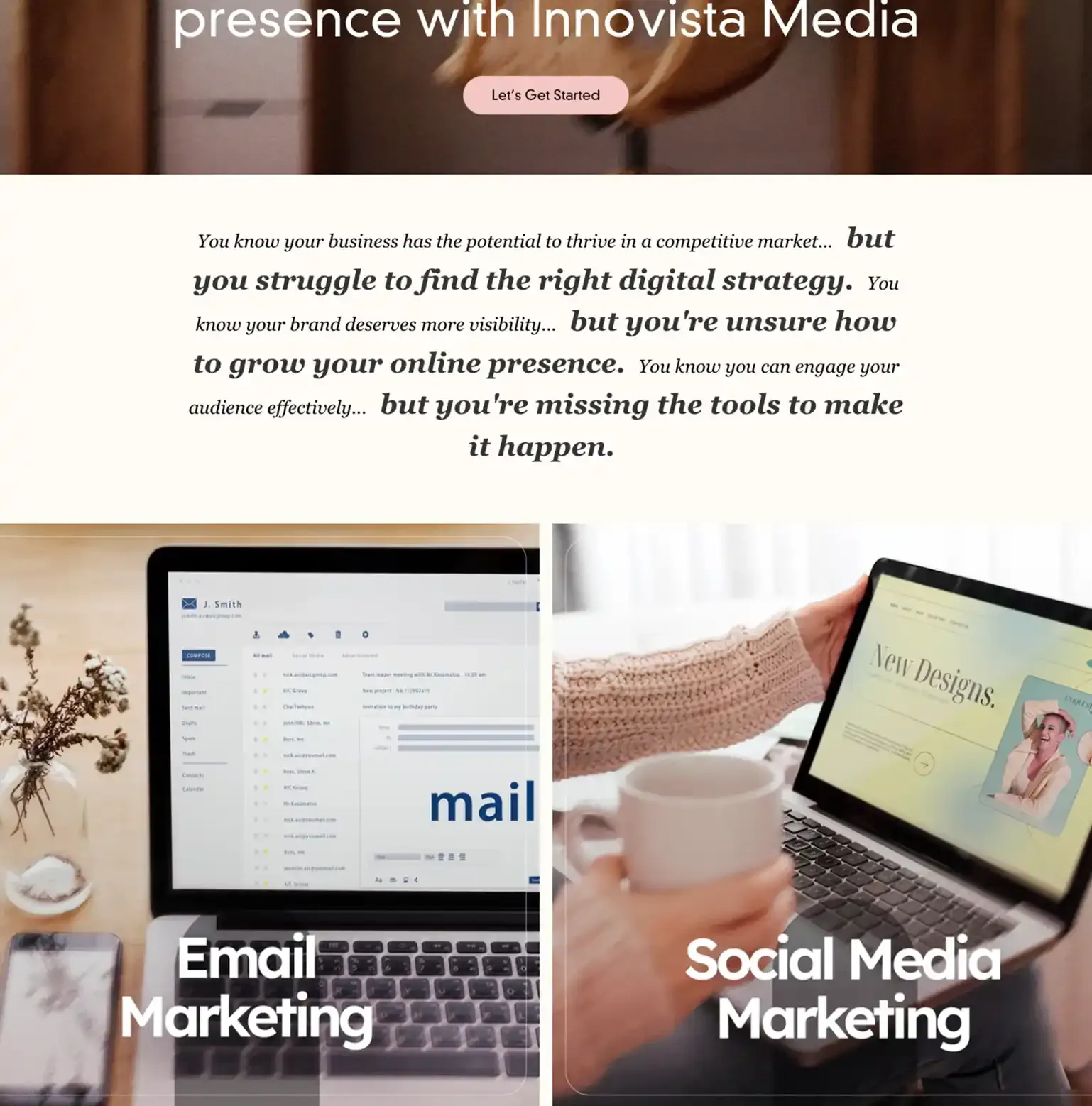 Innovista Media — Shopify build by Digital TEN X, a marketing agency, given the site they preach about