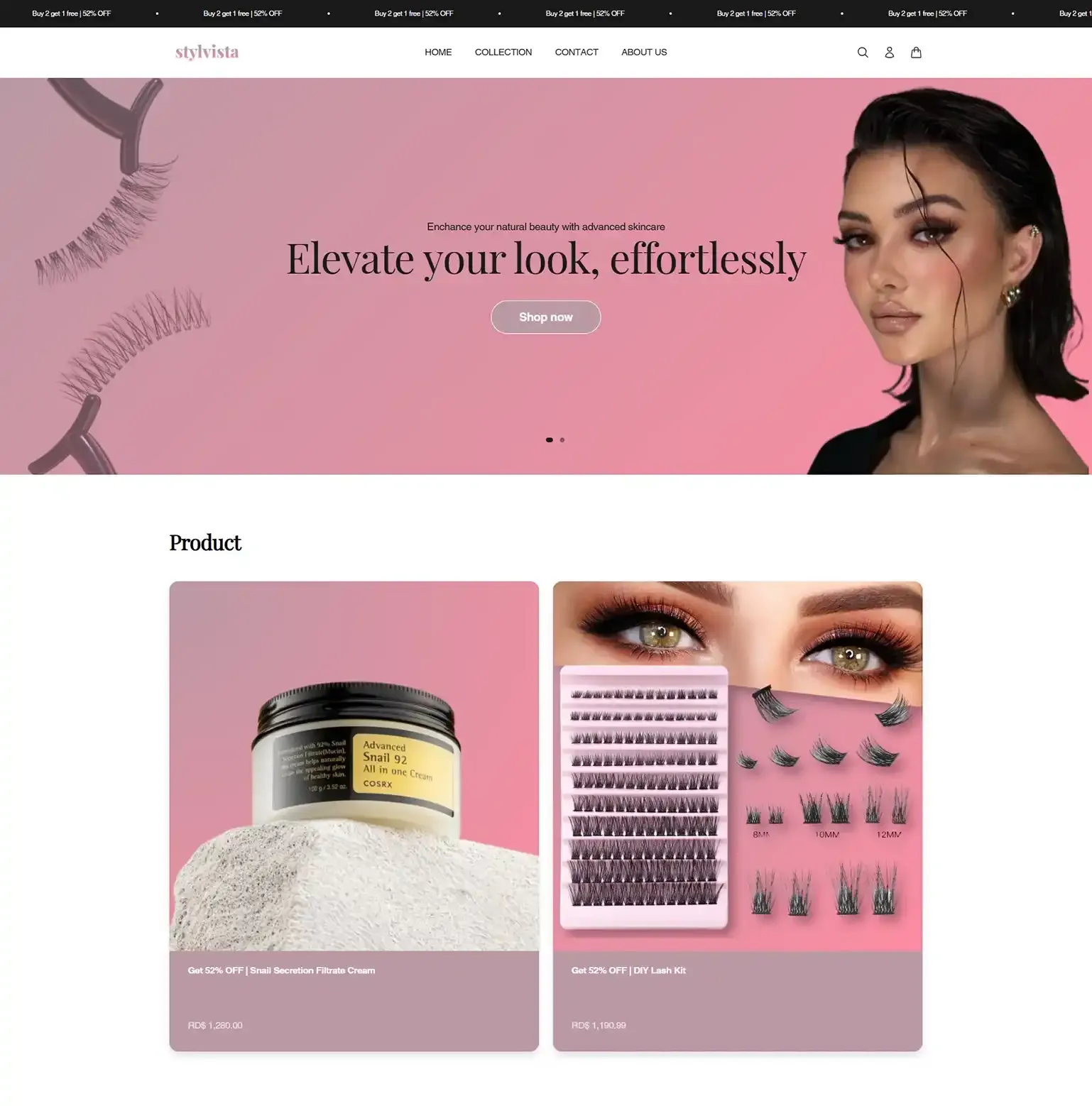 Stylvista — Shopify build by Digital TEN X, beauty and skincare, kept minimal on purpose